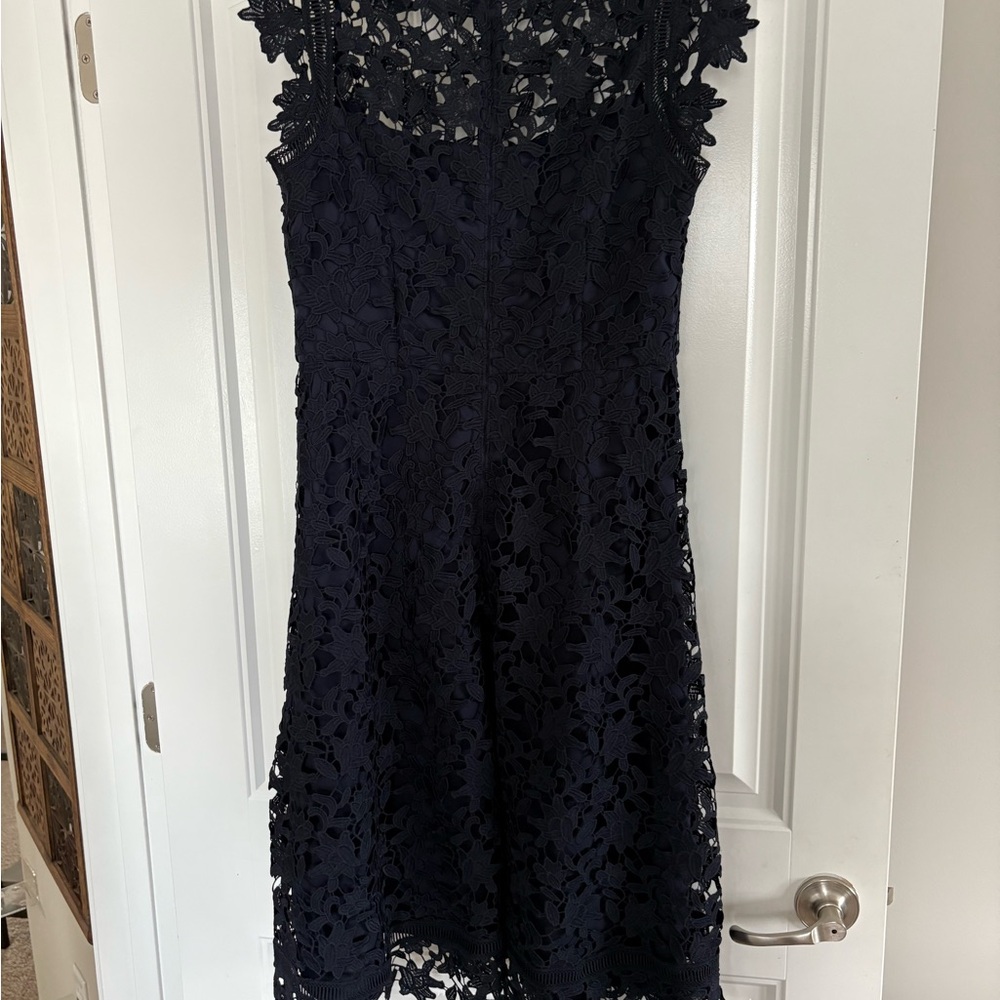 Eliza J Navy Lace Midi Dress